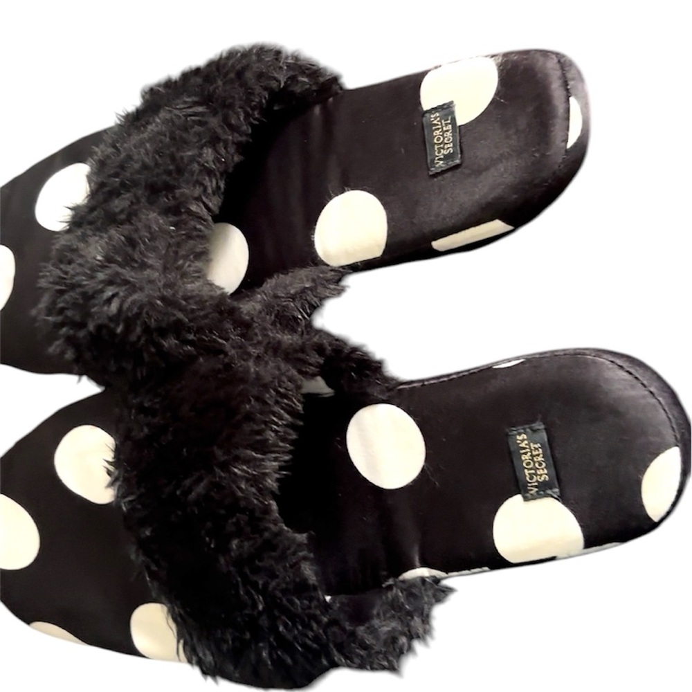 Victoria's Secret Black and White Polka Dot Slippers